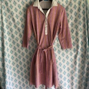 J. McLaughlin Pink/ White/ Orange Patterned Dress size medium (D5)